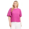 Plus Size Puff Sleeve Textured Top 1 Plus Size Puff Sleeve Textured Top -Karen Kane Store 2L20803W ORC KK 2025 Summer 00 1