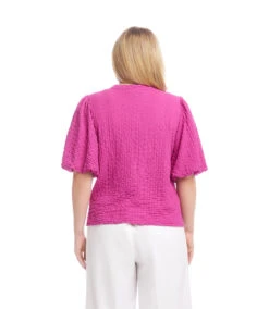 Plus Size Puff Sleeve Textured Top 8 Plus Size Puff Sleeve Textured Top -Karen Kane Store 2L20803W ORC KK 2025 Summer 00 3