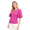 Petite Size Puff Sleeve Textured Top -Karen Kane Store 2L20803 ORC KK 2025 Summer 00 2