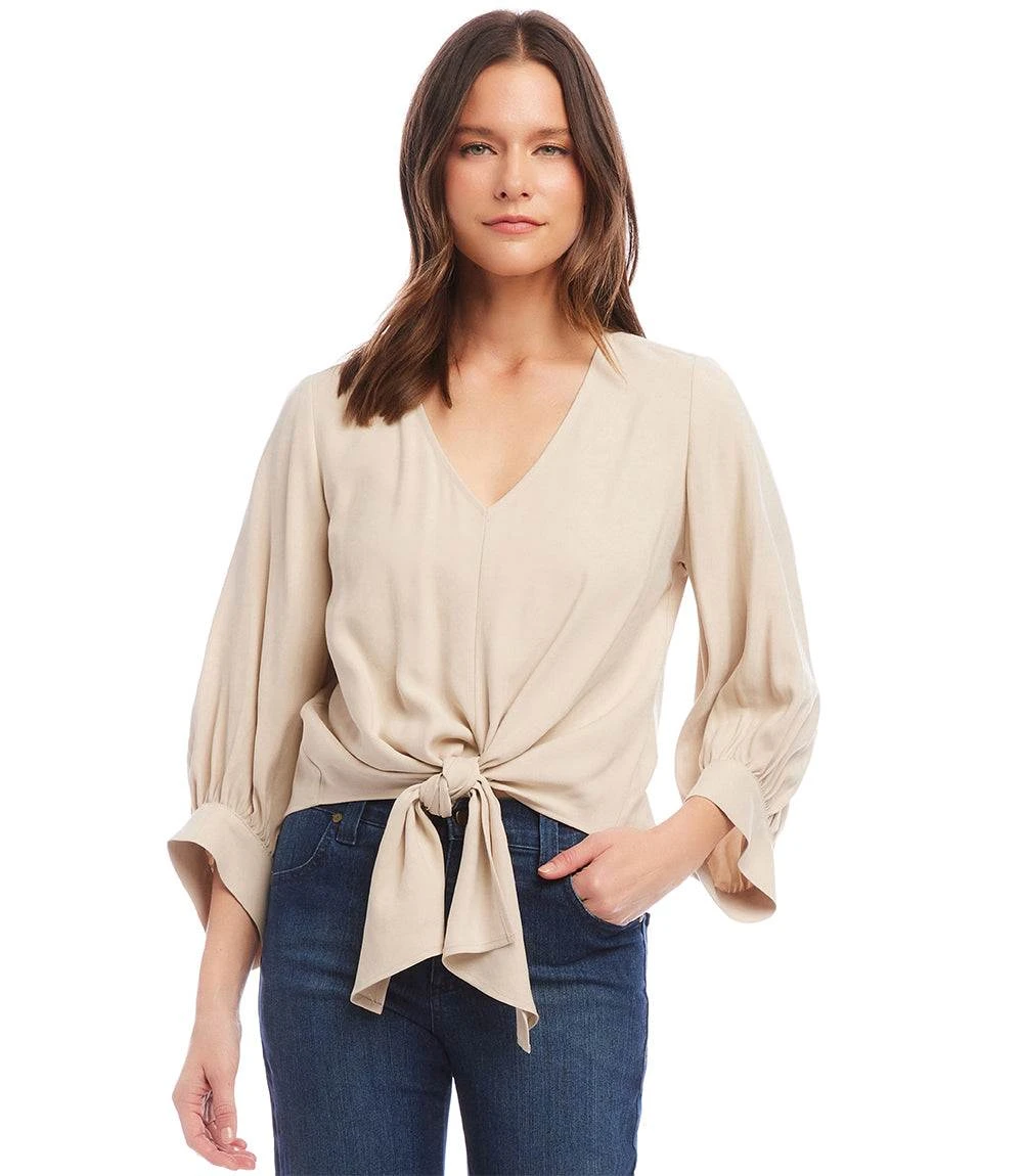 Blouson Sleeve Tie-Front Top 4 Blouson Sleeve Tie-Front Top - Image 2