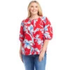 Plus Size Puff Sleeve Button-Front Shirt -Karen Kane Store 2L22401W PRT karenkane 2025 Summer 00 1