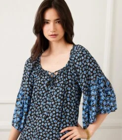 Contrast Ruffle Hem Dress -Karen Kane Store 2L28101 PRT karenkane 2025 Summer 00 2