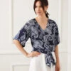 Flutter Sleeve Tie Front Top 1 Flutter Sleeve Tie Front Top -Karen Kane Store 2L28801 PAI karenkane 2025 Summer 00 1