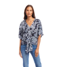 Flutter Sleeve Tie Front Top -Karen Kane Store 2L28801 PAI karenkane 2025 Summer 00 2