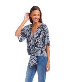 Flutter Sleeve Tie Front Top -Karen Kane Store 2L28801 PAI karenkane 2025 Summer 00 3