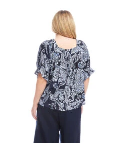 Plus Size Ruffle Sleeve Square Neck Top -Karen Kane Store 2L28802W PAI karenkane 2025 Summer 00 3