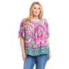 Plus Size Flare Sleeve Square Neck Top -Karen Kane Store 2L29403W PRT KK 2025 Summer 00 1