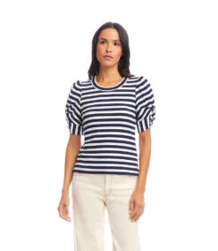 Petite Size Stripe Twist-Sleeve Top -Karen Kane Store 2L30601P STP KK 2025 Summer 00 4
