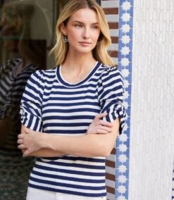 Stripe Twist-Sleeve Top 14 Stripe Twist-Sleeve Top -Karen Kane Store 2L30601 STP KK 2025 Summer 00 1
