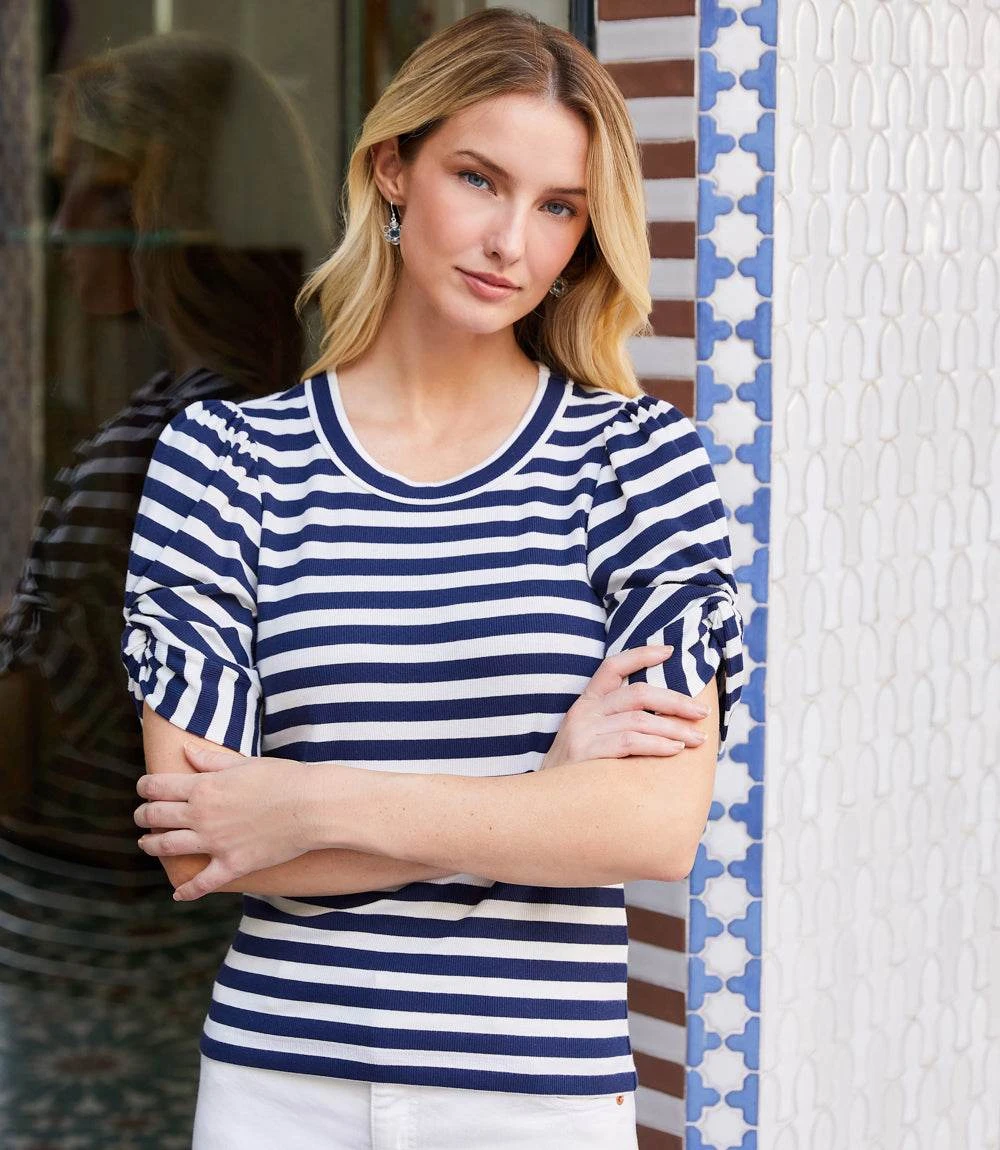 Stripe Twist-Sleeve Top 3 Stripe Twist-Sleeve Top