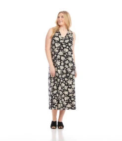 Plus Size Sleeveless V-Neck Midi Dress
