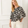 Petite Size Flare Sleeve Pick-Up Top -Karen Kane Store 2L31301P BLK KK 2025 Summer 00 4