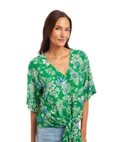 Short Sleeve Tie-Front Top -Karen Kane Store 2L32100 PRT KK 2025 Summer 00 4