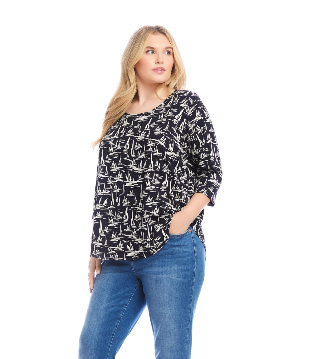 Plus Size 3/4 Sleeve Shirttail Top 4 Plus Size 3/4 Sleeve Shirttail Top - Image 2