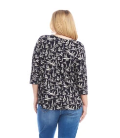 Plus Size 3/4 Sleeve Shirttail Top 8 Plus Size 3/4 Sleeve Shirttail Top -Karen Kane Store 2L32602W PRT KK 2025 Summer 00 3