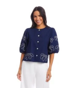 Embroidered Puff Sleeve Shirt -Karen Kane Store 2L70107 NAV karenkane 2025 Summer 00 3