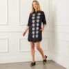 Petite Size Roll Tab Embroidered Shirtdress 1 Petite Size Roll Tab Embroidered Shirtdress -Karen Kane Store 2L70114P BLC 3819