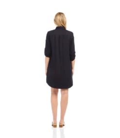 Petite Size Roll Tab Embroidered Shirtdress -Karen Kane Store 2L70114P BLC KK 2025 Summer 00 3