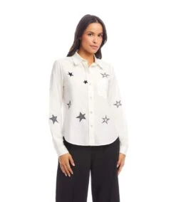 Long Sleeve Embroidered Star Shirt -Karen Kane Store 2L70122 OWN karenkane 2025 Summer 00 3
