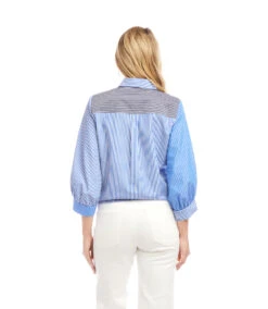 Blouson Sleeve Mixed Stripe Tie-Front Top 15 Blouson Sleeve Mixed Stripe Tie-Front Top -Karen Kane Store 2L70126 STP KK 2025 Summer 00 6
