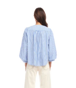 Stripe Layered Sleeve Shirred Blouse -Karen Kane Store 2L70128 STP KK 2025 Summer 00 3