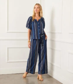 Embroidered Cropped Drawstring Pants