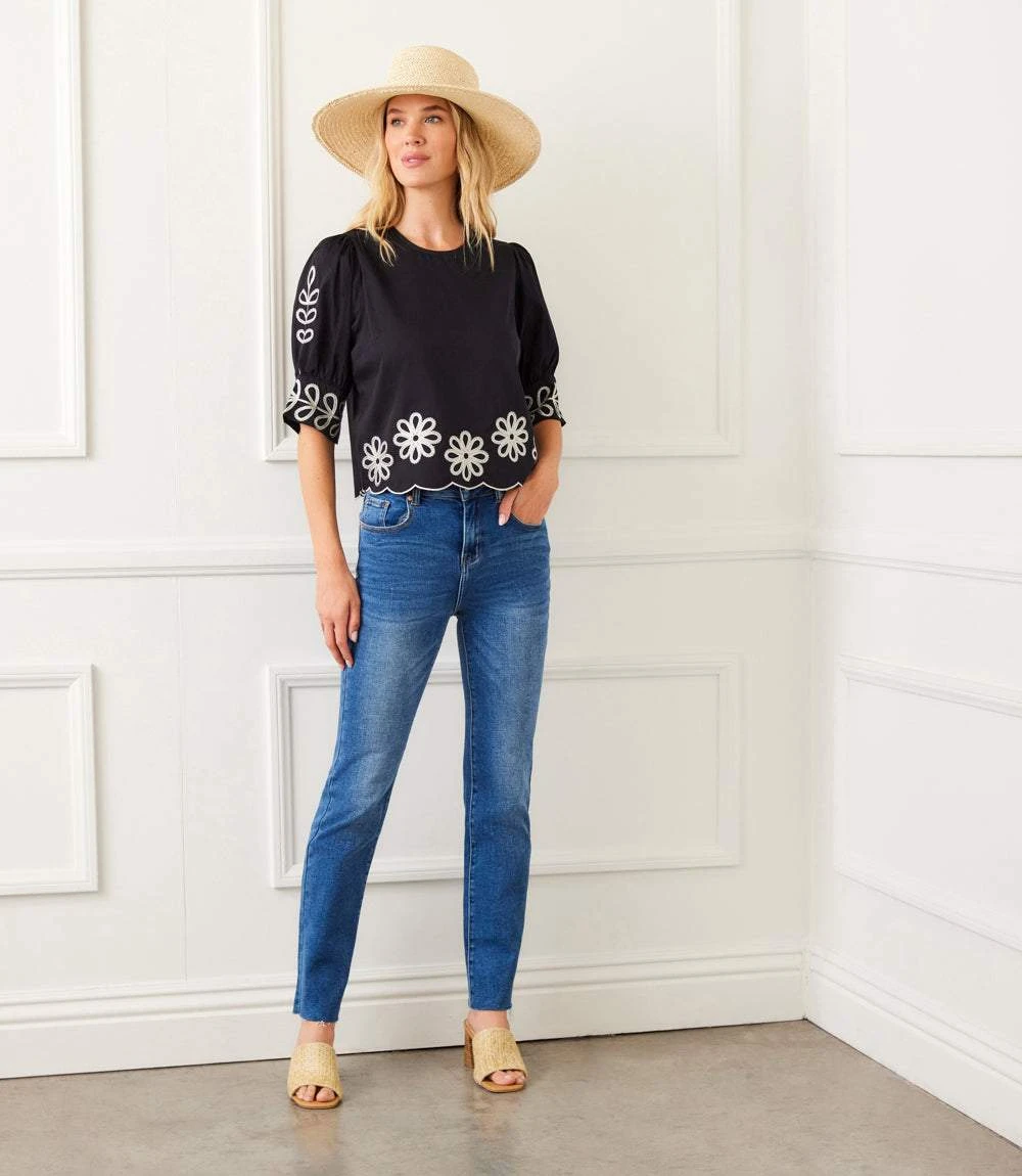 3/4 Sleeve Embroidered Scallop Top 11 3/4 Sleeve Embroidered Scallop Top - Image 9