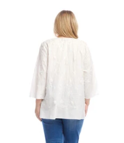 Plus Size 3/4 Sleeve Embroidered Tunic -Karen Kane Store 2L70255W OWH karenkane 2025 Summer 00 3