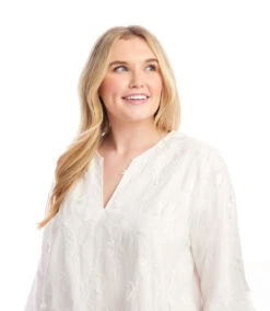 Plus Size 3/4 Sleeve Embroidered Tunic -Karen Kane Store 2L70255W OWH karenkane 2025 Summer 00 4