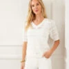 Short Sleeve Crochet V-Neck Top -Karen Kane Store 2L70260 OWH KK 2025 Summer 00 5