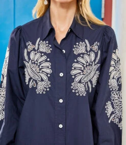 Embroidered Puff Sleeve Shirtdress -Karen Kane Store 2L70275 NAV 2025 Summer 00 2