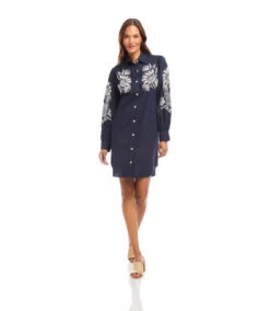 Embroidered Puff Sleeve Shirtdress -Karen Kane Store 2L70275 NAV 2025 Summer 00 3