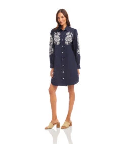 Embroidered Puff Sleeve Shirtdress -Karen Kane Store 2L70275 NAV 2025 Summer 00 4