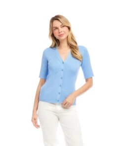 Short Sleeve Ribbed Cardigan Sweater -Karen Kane Store 2L89102 LAK karenkane 2025 Summer 00 1