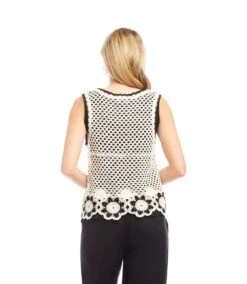 Crochet Flower Detail Sweater Tank 11 Crochet Flower Detail Sweater Tank -Karen Kane Store 2L89112 NWB KK 2025 Summer 00 3