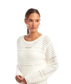 Boatneck Crochet Sweater 20 Boatneck Crochet Sweater -Karen Kane Store 2L89971 OWH karenkane 2025 Summer 00 4