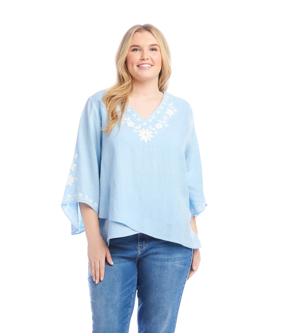 Plus Size Bracelet Sleeve Embroidered Asymmetric Top 3 Plus Size Bracelet Sleeve Embroidered Asymmetric Top