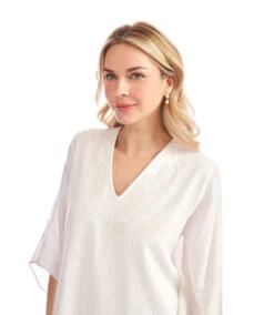 Bracelet Sleeve Embroidered Asymmetric Top -Karen Kane Store 2L92606 OWH KK 2025 Summer 00 5