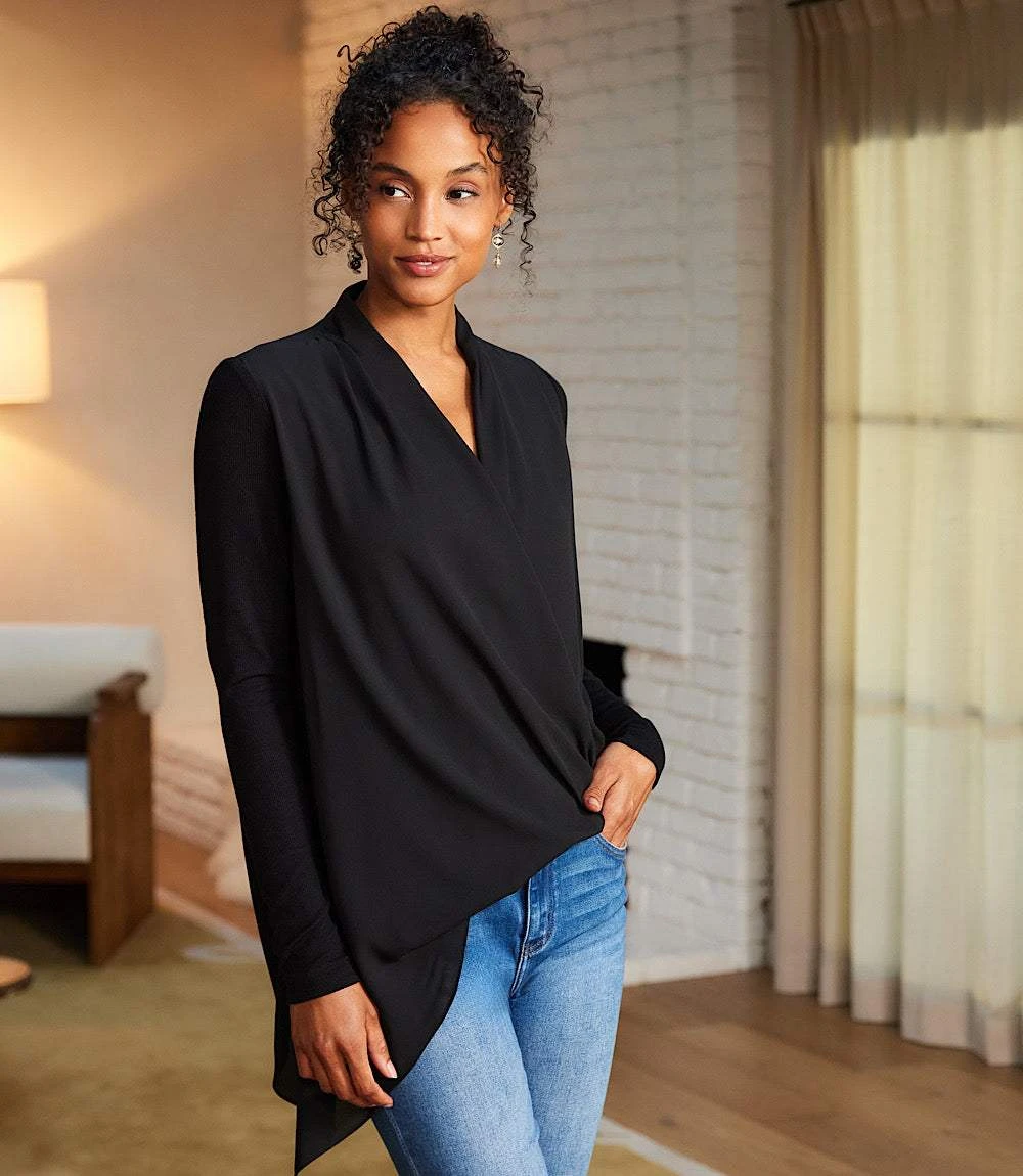 Contrast Double Layer Wrap Top 9 Contrast Double Layer Wrap Top - Image 7