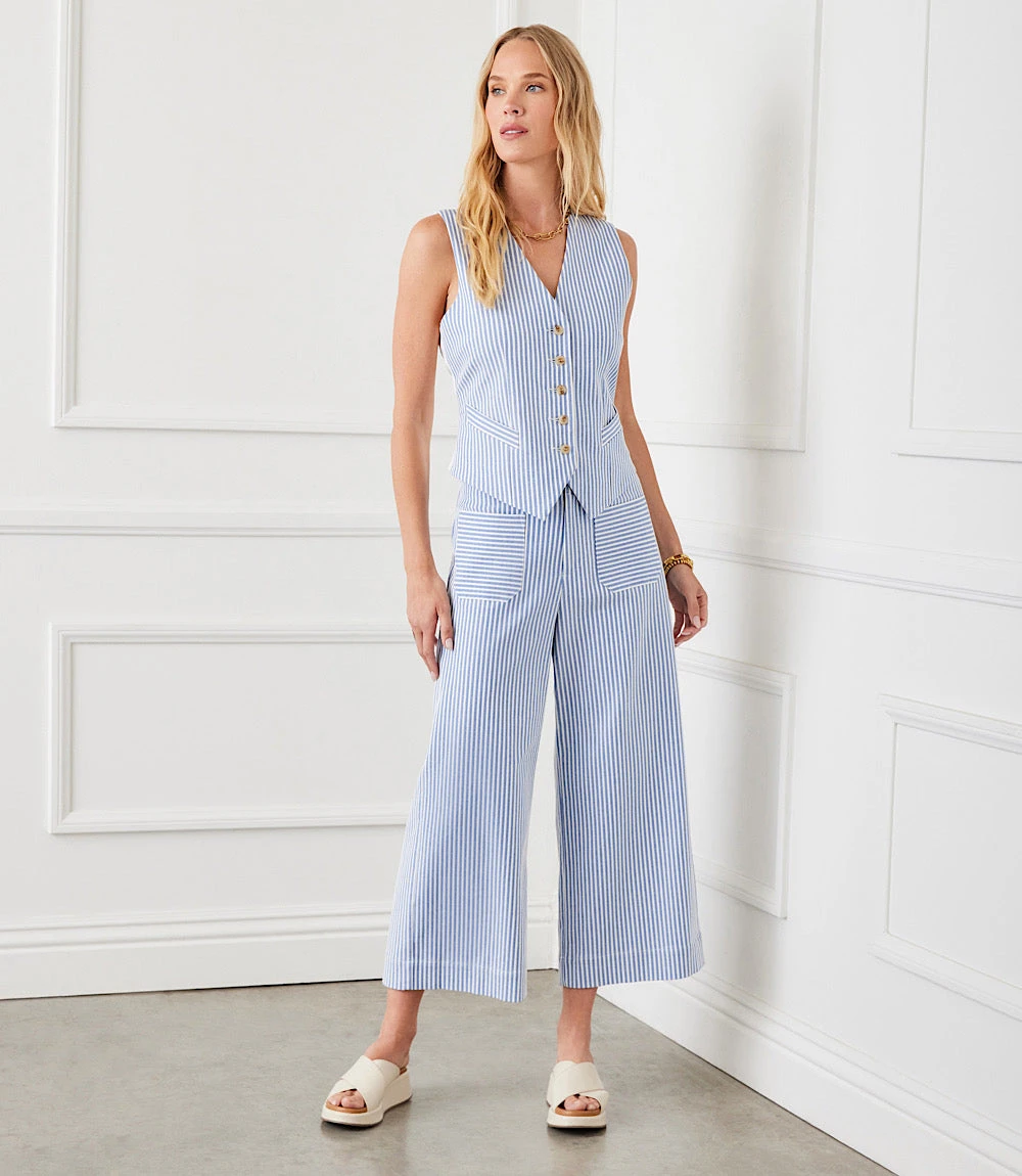 Stripe Button-Up Vest 3 Stripe Button-Up Vest