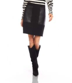 Contrast Faux Leather Pocket Pencil Skirt 10 Contrast Faux Leather Pocket Pencil Skirt -Karen Kane Store 3L09032 BLK karenkane 2025 fall 00 1