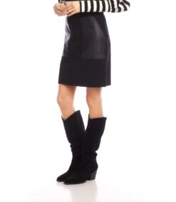 Contrast Faux Leather Pocket Pencil Skirt 11 Contrast Faux Leather Pocket Pencil Skirt -Karen Kane Store 3L09032 BLK karenkane 2025 fall 00 2