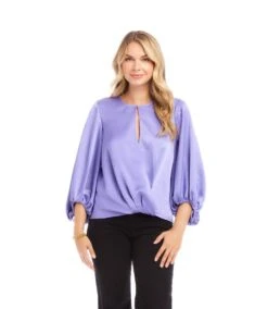 Keyhole Crossover Satin Top