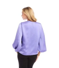 Keyhole Crossover Satin Top -Karen Kane Store 3L11804 LAV 802911