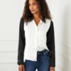 Long Sleeve Satin Colorblock Shirt -Karen Kane Store 3L11810 CBL 0676 7cf789a2 4ac3 4914 988f a6f552d2ca95