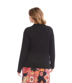 Plus Size Long Sleeve Crossover Side-Shirred Top -Karen Kane Store 3L13047W BLK karenkane 2025 fall 00 3
