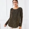 Long Sleeve Metallic Knit Shirttail Top 1 Long Sleeve Metallic Knit Shirttail Top -Karen Kane Store 3L14201 LEO karenkane 2025 fall 00 2