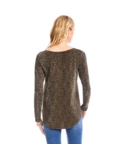 Long Sleeve Metallic Knit Shirttail Top 11 Long Sleeve Metallic Knit Shirttail Top -Karen Kane Store 3L14201 LEO karenkane 2025 fall 00 5