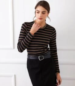 Stripe Long Sleeve Crewneck Top 13 Stripe Long Sleeve Crewneck Top -Karen Kane Store 3L20403 BBR karenkane 2025 Fall 00 2