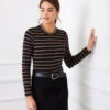 Stripe Long Sleeve Crewneck Top 1 Stripe Long Sleeve Crewneck Top -Karen Kane Store 3L20403 BBR karenkane 2025 Fall 00 3
